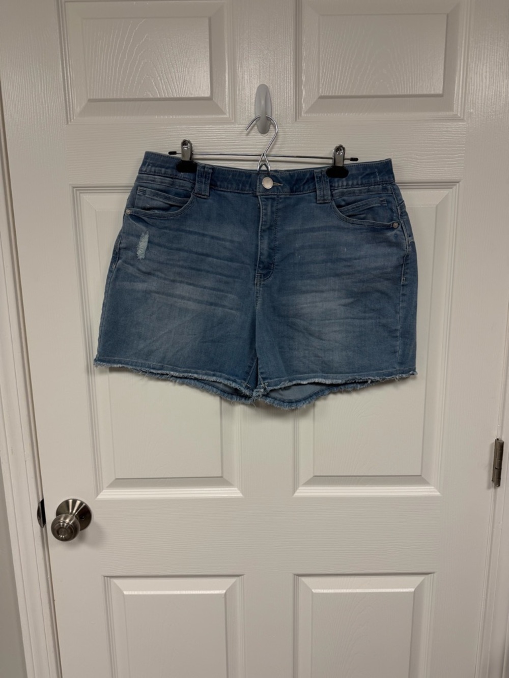 Democracy Ab Technology Light Blue Distressed Denim Shorts